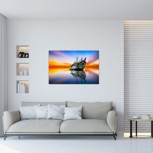Kép - Napkelte egy hajóroncs felett (90x60 cm)