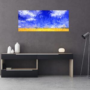 Kép - olajfestmény, arany mező (120x50 cm)
