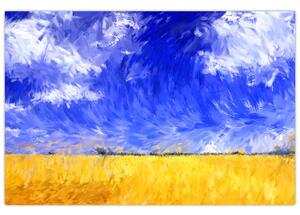 Kép - olajfestmény, arany mező (90x60 cm)