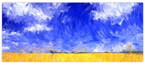 Kép - olajfestmény, arany mező (120x50 cm)