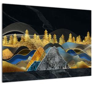 Kép - zlaté hory (üvegen) (70x50 cm)