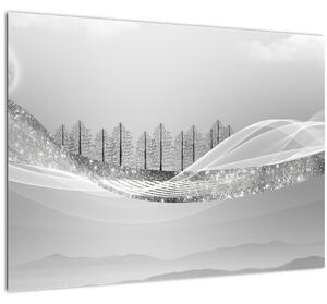 Kép - ezüst táj (70x50 cm)