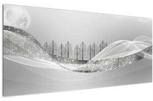 Kép - ezüst táj (120x50 cm)