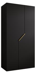 Gardróbszekrény Hartford 594, Laminált forgácslap, 202x100x52cm, Fekete, Aranysárga