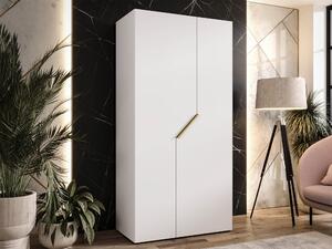 Gardróbszekrény Hartford 594, Laminált forgácslap, 202x100x52cm, Aranysárga, Fehér