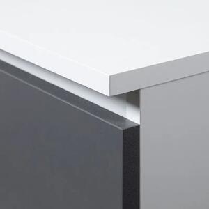 Gardróbszekrény fiókkal - Akord Furniture S90 - fehér / szürke