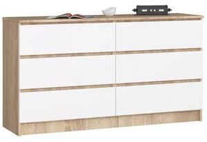 Komód - Akord Furniture K140-6 - sonoma tölgy / fehér
