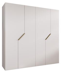 Gardróbszekrény Hartford 595, Laminált forgácslap, 202x200x52cm, Fehér, Aranysárga