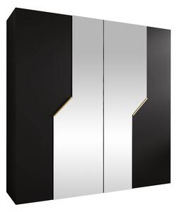 Gardróbszekrény Hartford 598, Laminált forgácslap, 202x200x52cm, Fekete, Aranysárga
