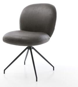 DELIFE Étkezőszék Nube-Flex mikroszálas antracit vintage kereszt láb kúpos fekete 180° forgatható zsákrugó