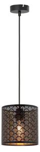 REALITY Tuluza 1lt pendant shade D20*H20cmfabric shade black with golden insideplastic canopy black Dia.9cm total L80cm1*E27,Max.60W bulb not incl. -