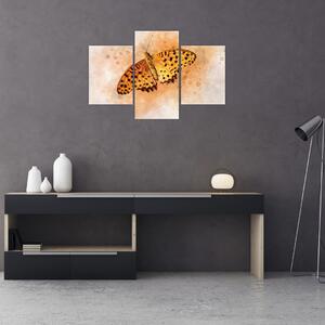Kép - narancssárga pillangó, akvarell (90x60 cm)