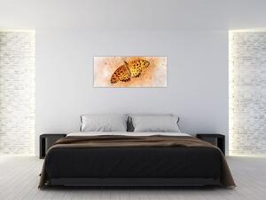 Kép - narancssárga pillangó, akvarell (120x50 cm)
