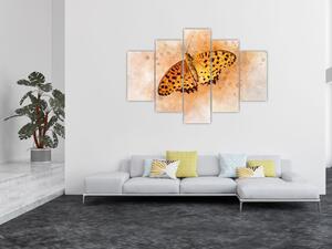 Kép - narancssárga pillangó, akvarell (150x105 cm)