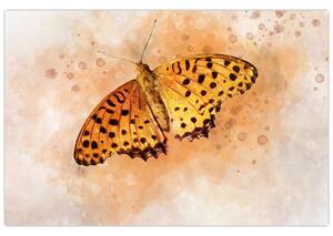 Kép - narancssárga pillangó, akvarell (90x60 cm)