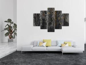 Kép -Fűzfa gallyak fekete háttérrel (150x105 cm)