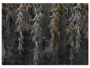 Kép -Fűzfa gallyak fekete háttérrel (70x50 cm)