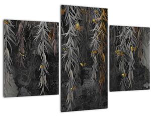 Kép -Fűzfa gallyak fekete háttérrel (90x60 cm)