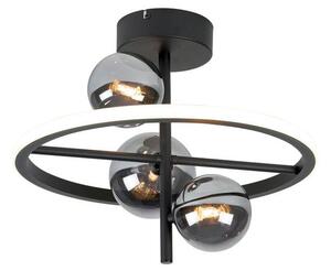 REALITY Ticana All parts sand black. 3xG9 bulb not incl. Glasses smokey similar to Omaha D120*1+D100*1+D100*1.Ring with LED outside Dia:40 H:40cm 15W 