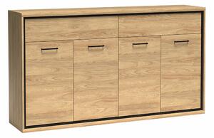 Komód Etrmoni 105, Laminált forgácslap, 101x177x41cm, Világos fa