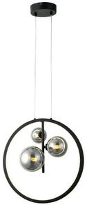 REALITY Omaha med. Size pendantsand black PVC+smokey glass LED 20W 4000K+3*G9 bulb not incl.size:W400*1200mm(glass Dia.80+100+120mm) - REAL-339503-30