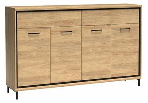 Komód Etrmoni 105, Laminált forgácslap, 101x177x41cm, Világos fa