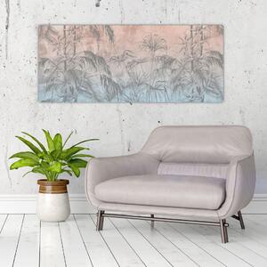 Kép - Trópusi növények a falon (120x50 cm)