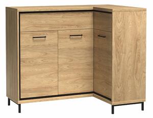 Sarok komód Etrmoni 106, Laminált forgácslap, 101x128x41cm, Világos fa