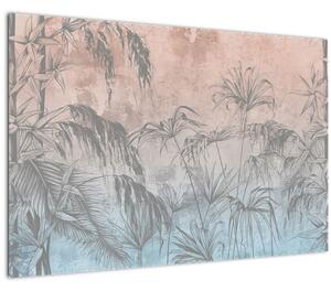Kép - Trópusi növények a falon (90x60 cm)