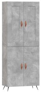 Betonszürke szerelt fa magasszekrény 69,5 x 34 x 180 cm