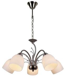 REALITY Alice  Pendant lamp, satin nickel 5*E27 Max 60W,bulb excl.Glass Dia:10cm H:11cmTotal Dia:55cm H:67cmHS  - REAL-117105-07