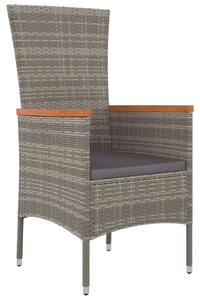 Polyrattan Kerti Étkezőgarnitúra - 9 részes - Szürke