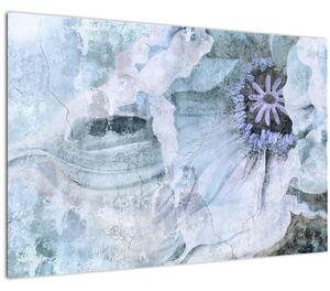 Kép - Virágos freskó téglafalon (90x60 cm)