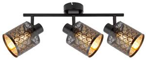 REALITY Tuluza spot 3-ltmetal matt black+PS shade outside in black and inside in glod3 x E14, max. 40W bulb not incl.L: 40 cm shade D: 10, H: 10 cm - 