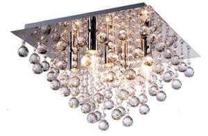REALITY Lancaster crystal  Ceiling lamp, chrome Crystal hanging beads 5*E14 Max 40W, bulb excl. Dia:42x42cm H:27cm  - REAL-627805-06