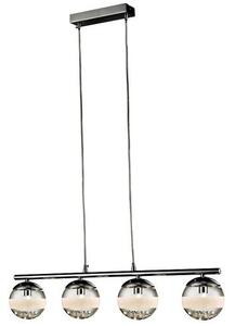 REALITY Dream Pendant lamp chrome Size:60*100*11cm 6xG9 33W bulb incl. Glass clear with matt stripe. Crystal deco - REAL-322833-06