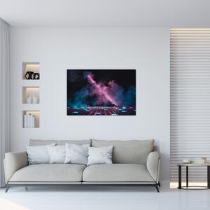 Kép - Rózsaszín-kék füst (90x60 cm)