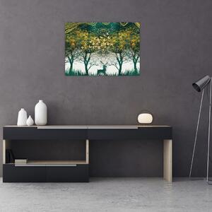 Kép - Szarvas a zöld erdőben (70x50 cm)
