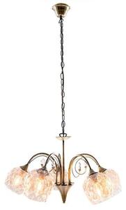 REALITY Gabi Pendant lamp,antique brass5*E14 Max.40W bulb excl.amber glass Dia:12.5cm H:12.5cmshade Dia:57cm H:31.5cm Total H:90cmcrystal hanging  - R