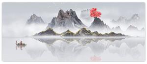 Kép - Hegyek a ködben (120x50 cm)