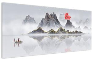 Kép - Hegyek a ködben (120x50 cm)