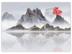 Kép - Hegyek a ködben (70x50 cm)