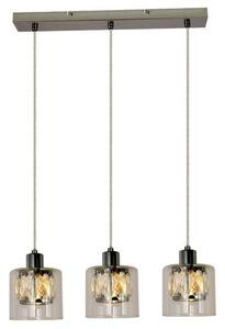 REALITY Elmo Pendant lamp 3-ltmetal chrome finish Crownie shade w D12*H11cm clear glass 3 x E14, max. 40W bulb not inclsize: 45*12*120 cm - REAL-33883