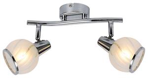 REALITY Megan 2lt spot lamp,chrome2*E14 bulb excl.sand-blasting glass with clear wavelines+chrome metal ring on bottom,glassDia:9cmtube L:25.5cm,canop