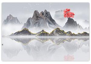 Kép - Hegyek a ködben (90x60 cm)