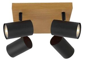 REALITY Quentin Indoor Spot Light-IP201.Voltage:230V ~ 50Hz2.Bulb:excl. 4x GU10 max. 35W3.Size:22*22*H16cm4.Color:Black (incl.joint)+wooden finish5.Ma