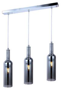 REALITY Bottle Glass pendant lamp chrome, shade amber, for 3xE27,max.40W bulb not incl. shade D:8.5cm,H:33.5cm ,D:57cm H:max.120cmlamps at same length