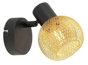 REALITY Loretto Loretto black 1-lt sand black+Shade galvanized gold matt1 x E14,max.40W bulb not incl.L:10cm shade D:9cm - REAL-830701-30