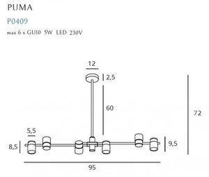 MaxLight P0409 LAMPA WISZĄCA PUMA 6 GU10 - MAX-P0409