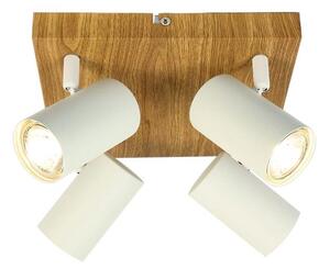 REALITY Quentin 4lt Spot Light-IP201.Voltage:230V ~ 50Hz2.Bulb:excl. 4x GU10 max. 35W3.Size:22*22*H16cm4.Color:sand white(incl.joint)+wooden finish5.M
